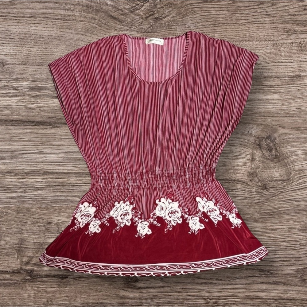 Elegant Red‎ Floral Women's Blouse